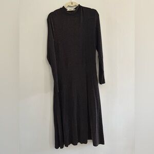 H&M Black With Gold Long Sleeve High Neck Party Dress With Skirt Size Large